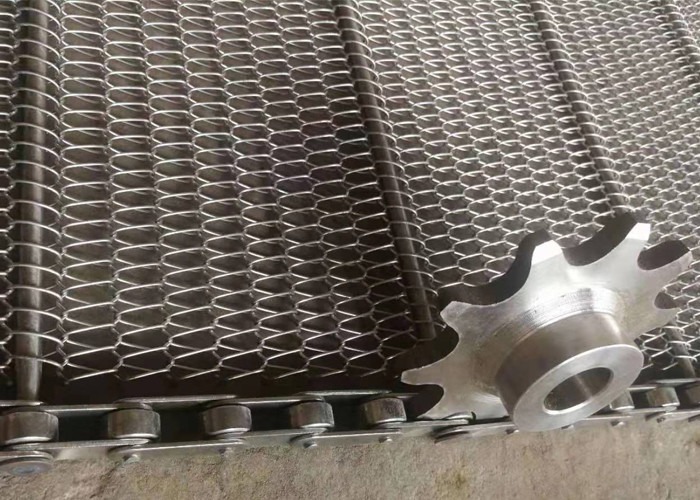 Profesional Flat Wire Mesh Belt Untuk Biskuit Makanan Kecil Dan Makanan Ringan Cokelat