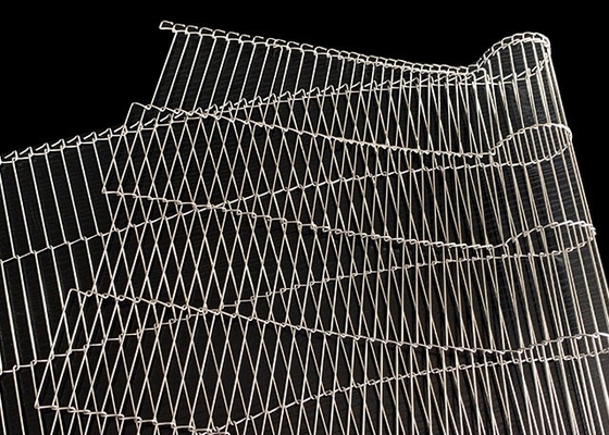 Transportasi Logam Flat Flex Wire Mesh Enrober Conveyor Belts Stainless Steel