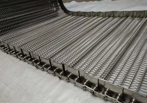 Food Grade Chain Mesh Konveyor Belt, Conveyor Belt Stainless Untuk Menyampaikan Produk