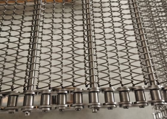 Food Grade 304 316 Chain Mesh Conveyor Belt Untuk Produksi Industri