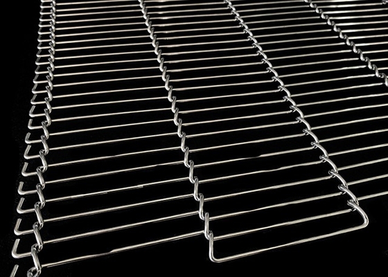 4.24mm-20.32mm Rod Pitch Flat Flex Conveyor Belt Diameter kawat 0,9mm-2,8mm