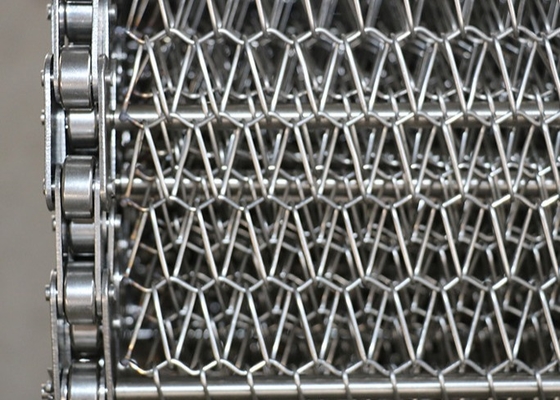Gelas makanan 304/316 stainless steel chain link spiral steel wire conveyor mesh belt, digunakan untuk transportasi makanan atau pembekuan/pengeringan