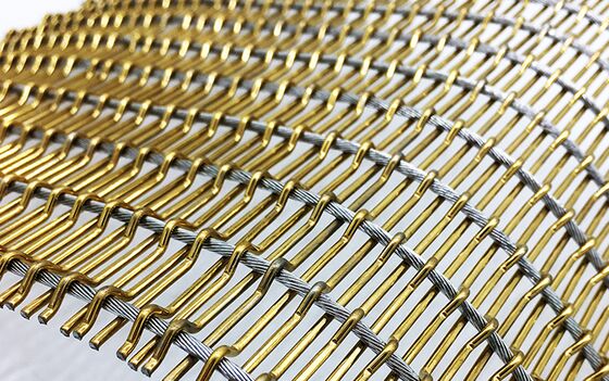 Jaring Logam Dekoratif Kawat Tembaga Stainless Steel Lebar Kustom untuk Membangun Dinding Tirai