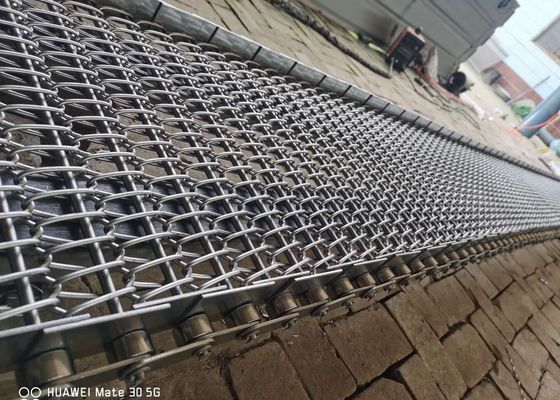 Mesin Perawatan Tanah 4mm Wire Chain Conveyor Belt 304 Stainless Steel