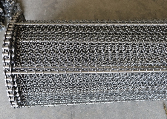 Aisi 304 Spiral Chain Link Conveyor Belt Untuk Mesin Pemanggang Kacang Kering